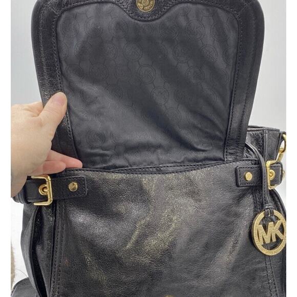 MICHAEL KORS Naomi Large Satchel‎ Black Luxury Leather Zippers Handbag Purse Bag - Picture 4 of 12